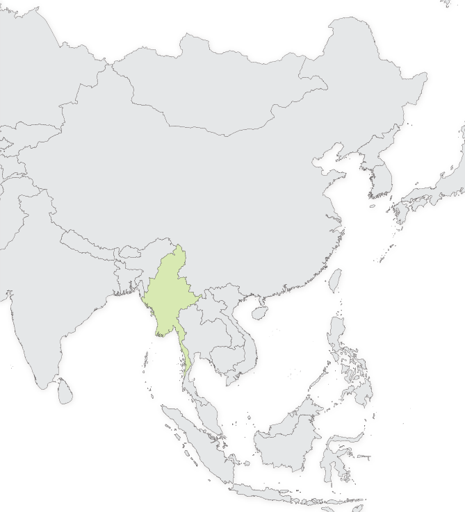 Map highlighting Myanmar